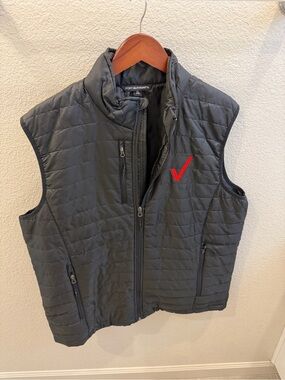 Verizon Employee Port Authority Quilted Vest with Red Logo - Charcoal Gray